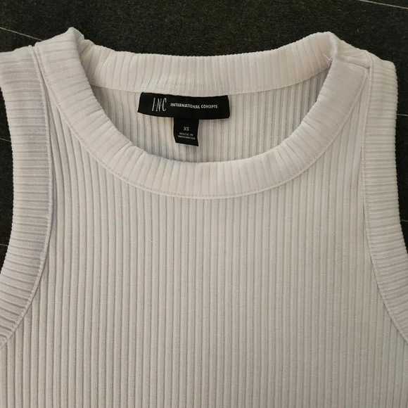 INC International Concepts White Ribbed Tank Sleeveless Top XS - Picture 2 of 3